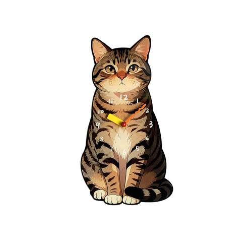 原创狸花猫挂钟小猫挂钟创意钟表客厅墙装饰时钟乔迁礼物静音挂钟
