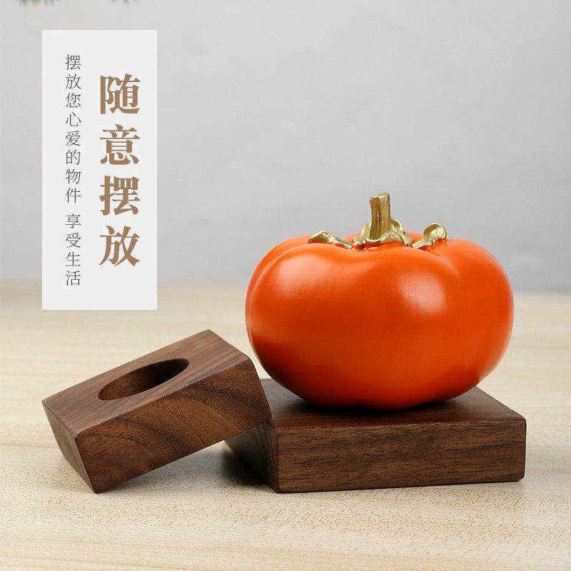 水晶球摆件底座胡桃木挖槽实木玻璃底座花瓶盆景茶壶香炉托架图片