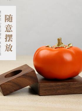 水晶球摆件底座胡桃木挖槽实木玻璃底座花瓶盆景茶壶香炉托架
