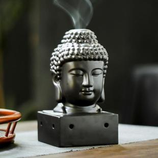 摆件陶瓷香炉炉佛头香薰禅意如来家居熏檀室内佛盘家用工艺品中式