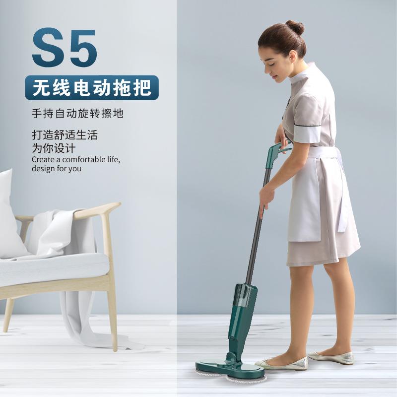 无线USB充电家用洗地机喷雾加湿仿人工拖地 懒人电动拖把跨境
