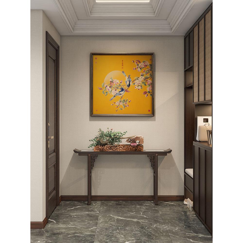 喜上枝头新中式客厅玄关装饰画手工轻奢中堂挂画现代乔迁送礼铜画