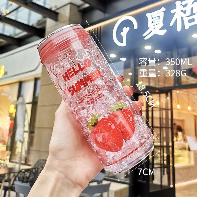 保冷杯夏季大容量吸管杯快速冰冻夹层制冷杯办公室双层果汁饮料杯
