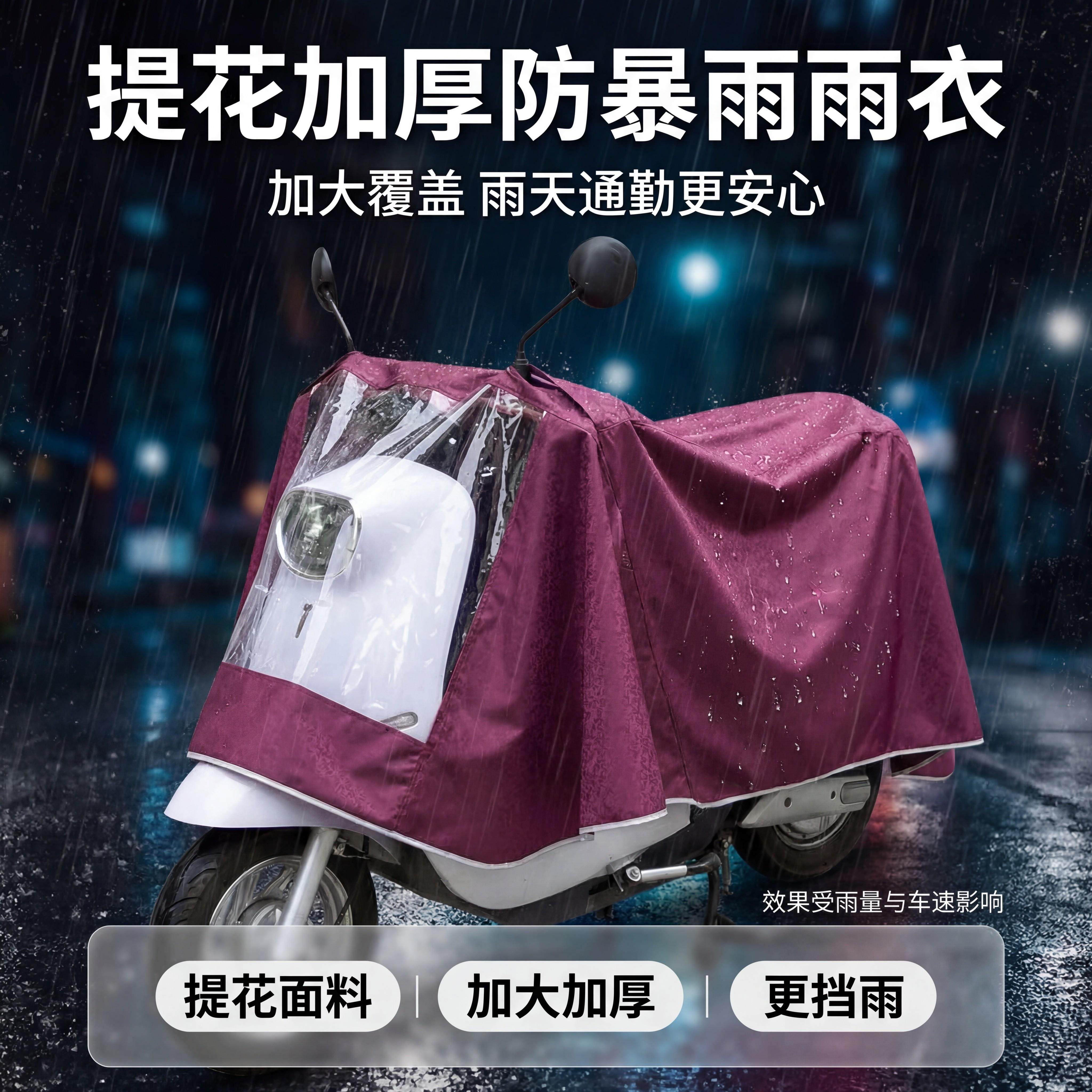 提花雨衣电动摩托车雨衣双人男女款加大加厚电瓶车长款全身防暴雨