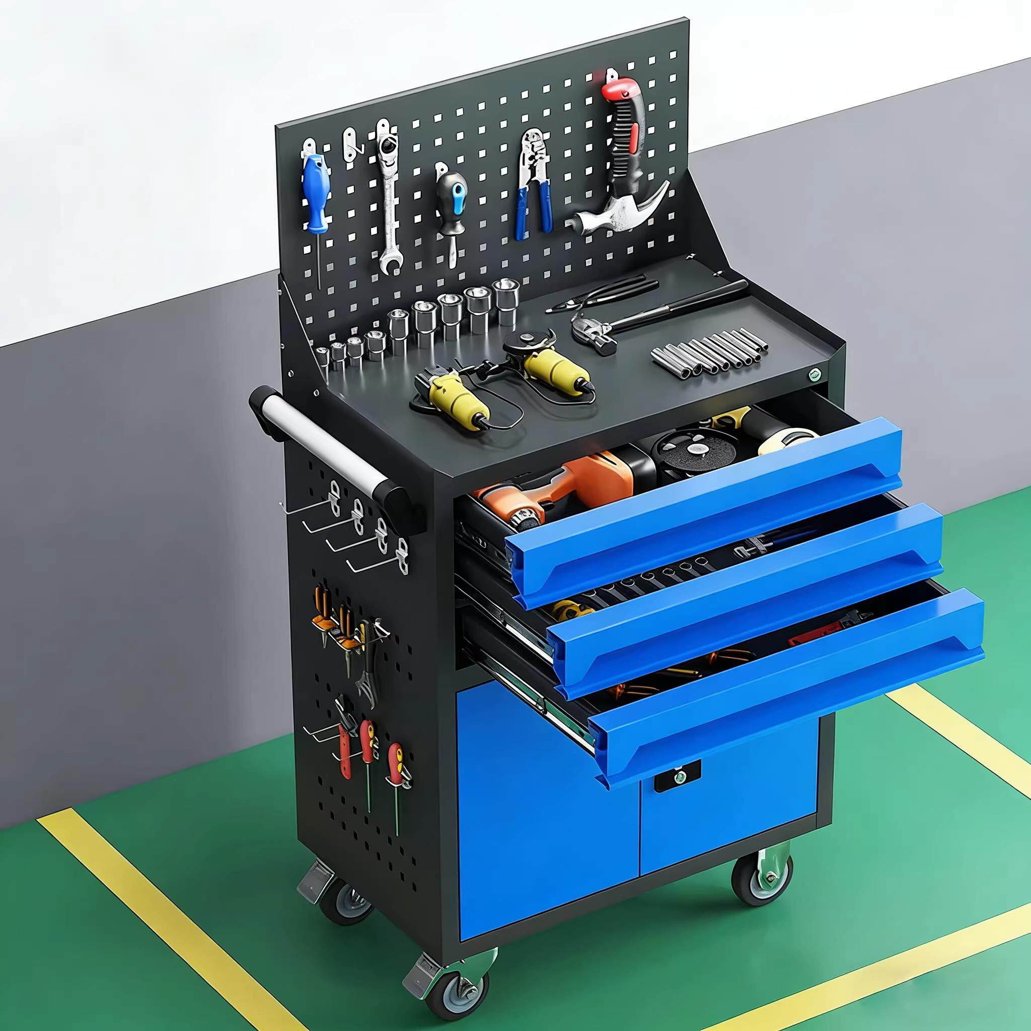 车间工具车抽屉五金维修手推箱多功能移动重型工具柜子钳工车间用