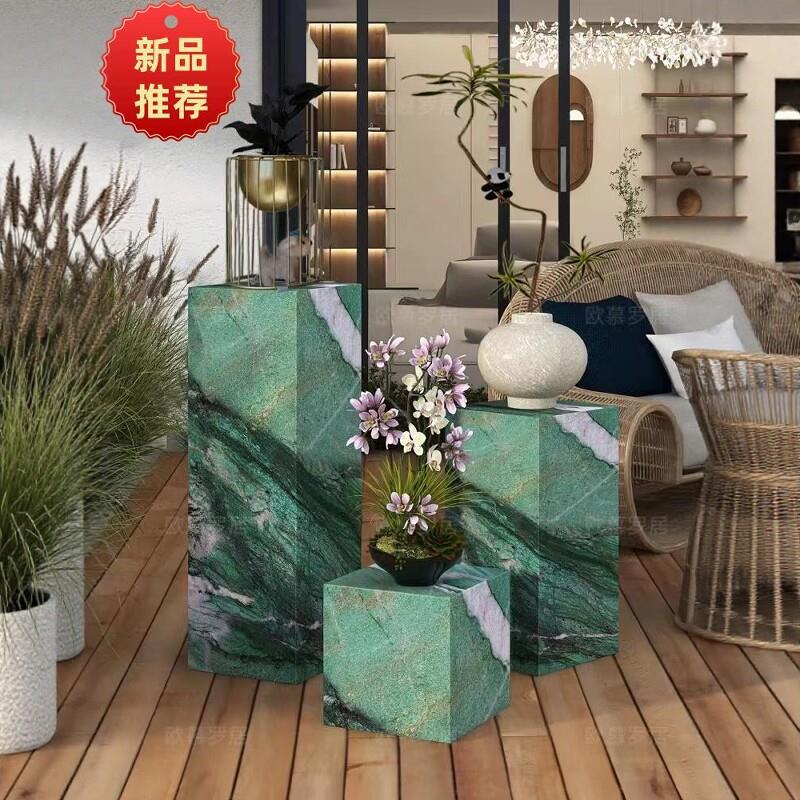 花园庭院装饰大理石摆件底座立柱岩板花架子客厅落地式轻奢高级感