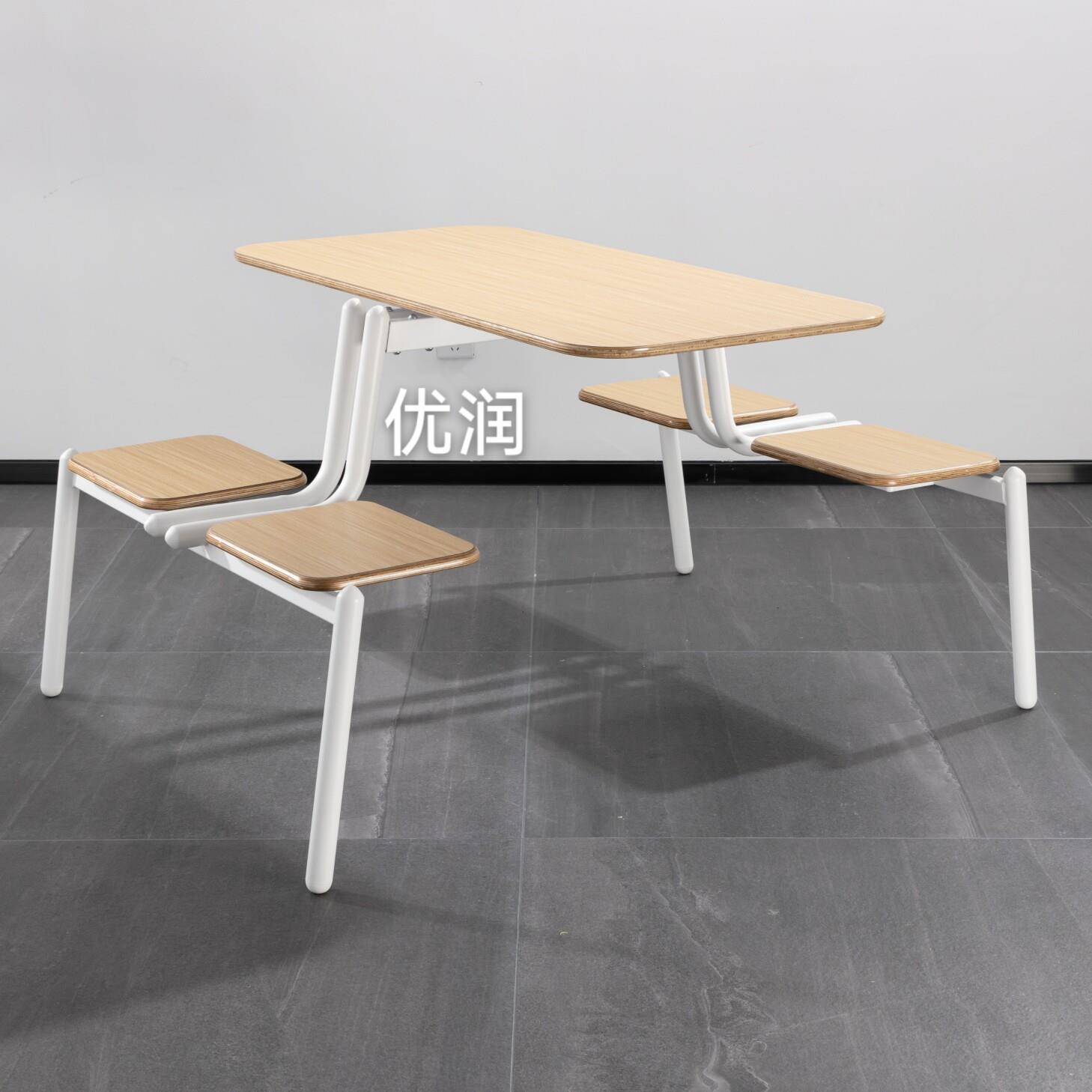 简约连体餐桌椅成套学校饭堂员工企业食堂桌椅组合四人位