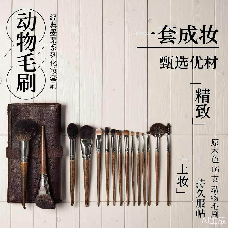 甜魅兴16支动物毛化妆刷套组全套沧州动物毛化妆师专用化妆刷套组