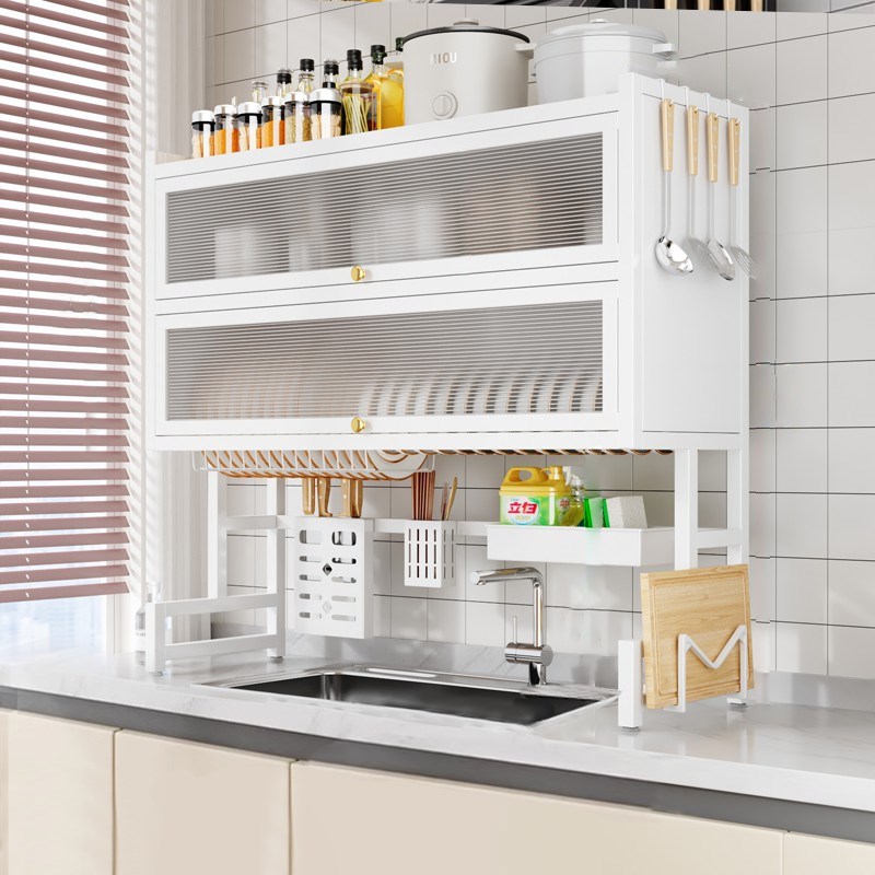 厨房水槽置物架洗碗槽水池防尘碗柜台面收纳餐具多层储物沥水架