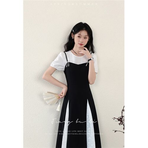 江不离【午茶小调】法式通勤假两件连衣裙女夏新款气质设计感裙子