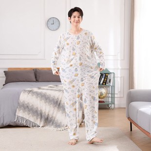 男纯棉男生空调房连体分腿睡袋180拉链款 1997长袖 连体睡衣连身裤