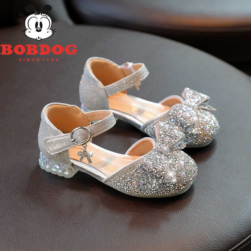 真皮女童公主鞋儿童高跟鞋夏季皮鞋水晶鞋配礼服小女孩水钻演出鞋