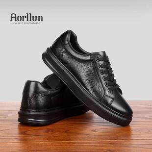 板鞋 头层牛皮休闲皮鞋 真皮软面皮轻质软底高端男士 秋季 男2024新款