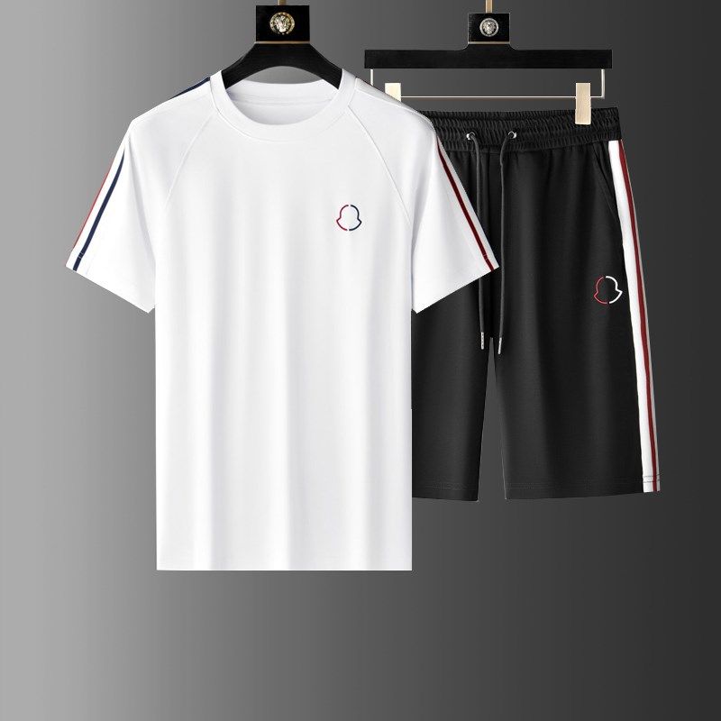 2025夏季男士休闲运动套装速干透气短袖短裤两件套潮流健身跑步服