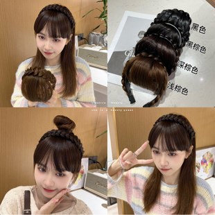 秋冬刘海假发发箍女一体头箍自然前额遮白发头顶补发假发贴片头饰