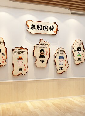 中国风京剧国粹文化大厅背景形象幼儿园环创主题墙面装饰成品布置