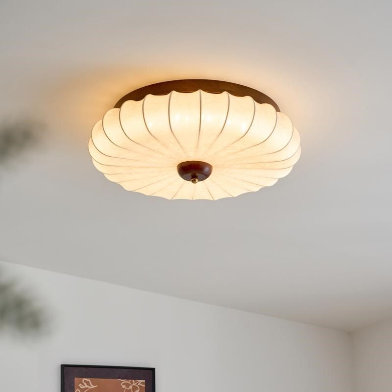 中古风法式卧室吸顶灯复古圆形实木日式书房客厅LED全光谱护眼灯