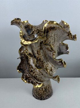 中古美式新中艺术手工陶瓷花瓶摆件样板间售楼酒店别墅玄关插花器