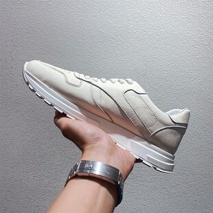 德训鞋 小白鞋 透气男士 百搭真皮软底运动休闲板鞋 男2023秋季 新款