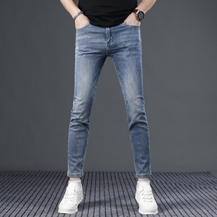 小脚夏季 薄款 2024新款 经典 裤 男修身 休闲弹力男士 子 蓝色九分牛仔裤