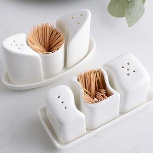 家用北欧简约收纳罐糖罐陶瓷调料瓶家用牙签瓶餐厅餐桌调料罐套装