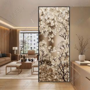 中古风掐丝珐琅彩覆古艺术玻璃客厅卧室屏风隔断墙入户正对门玄关