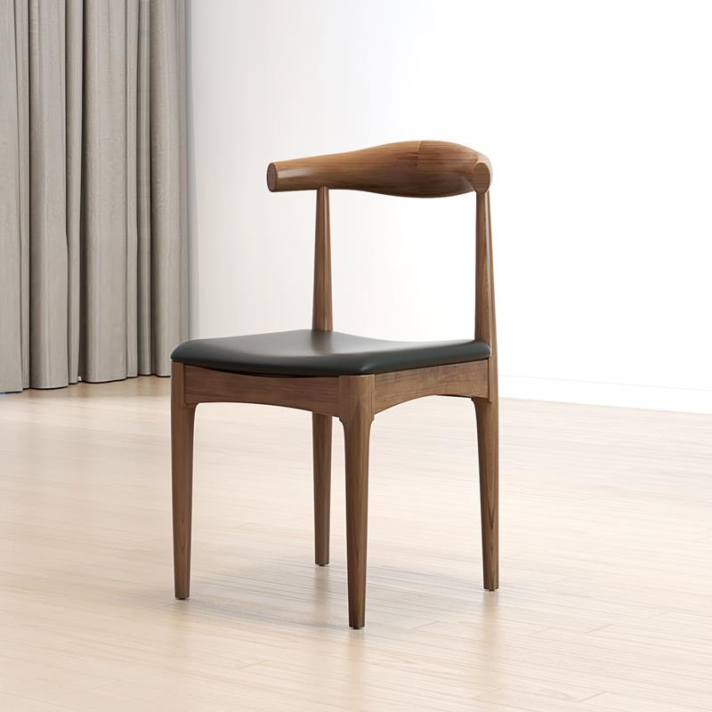 北欧餐椅书桌靠背电脑家用实木椅子现代简约办公休闲牛角椅CC801