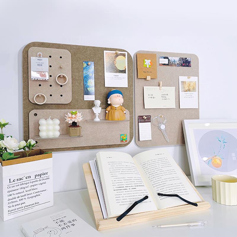 照片墙留言板组合免打孔置物架挂钩幼儿园墙面毛毡贴展示板软木板