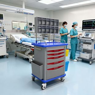 医院手术室抢救车ABS急救车移动输液治疗车护理小推车