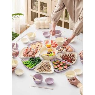 家用碗盘筷过年团圆桌火锅配菜盘 年夜饭拼盘餐具组合盘子碗碟套装