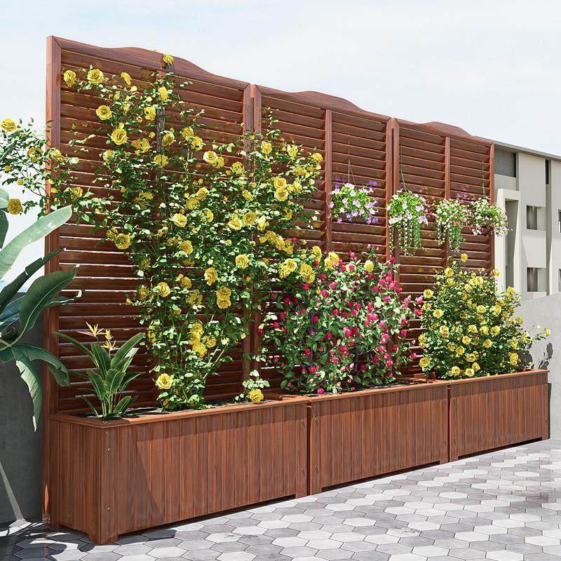 防腐木花箱户外种植箱木栅栏围栏爬藤花架庭院隔断花箱阳台种花盆,鲜花速递/花卉仿真/绿植园艺,花架,淘宝优惠券,粉丝福利购,淘宝优惠卷