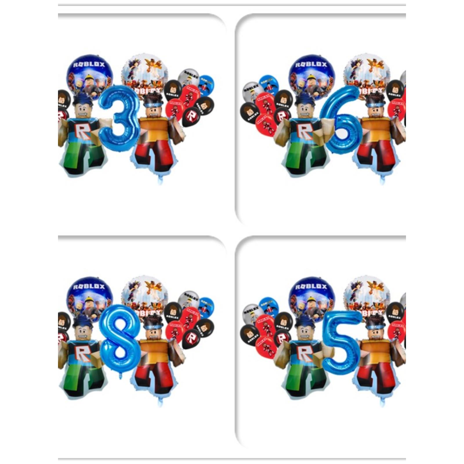 Roblox虚拟世界主题生日安排气球蓝色数字套装男孩10岁生日安排气