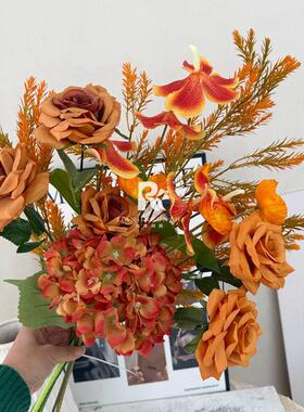 橘花系仿真花家居客厅插装AL-1495饰婚手花配件酒庆店软装假花布