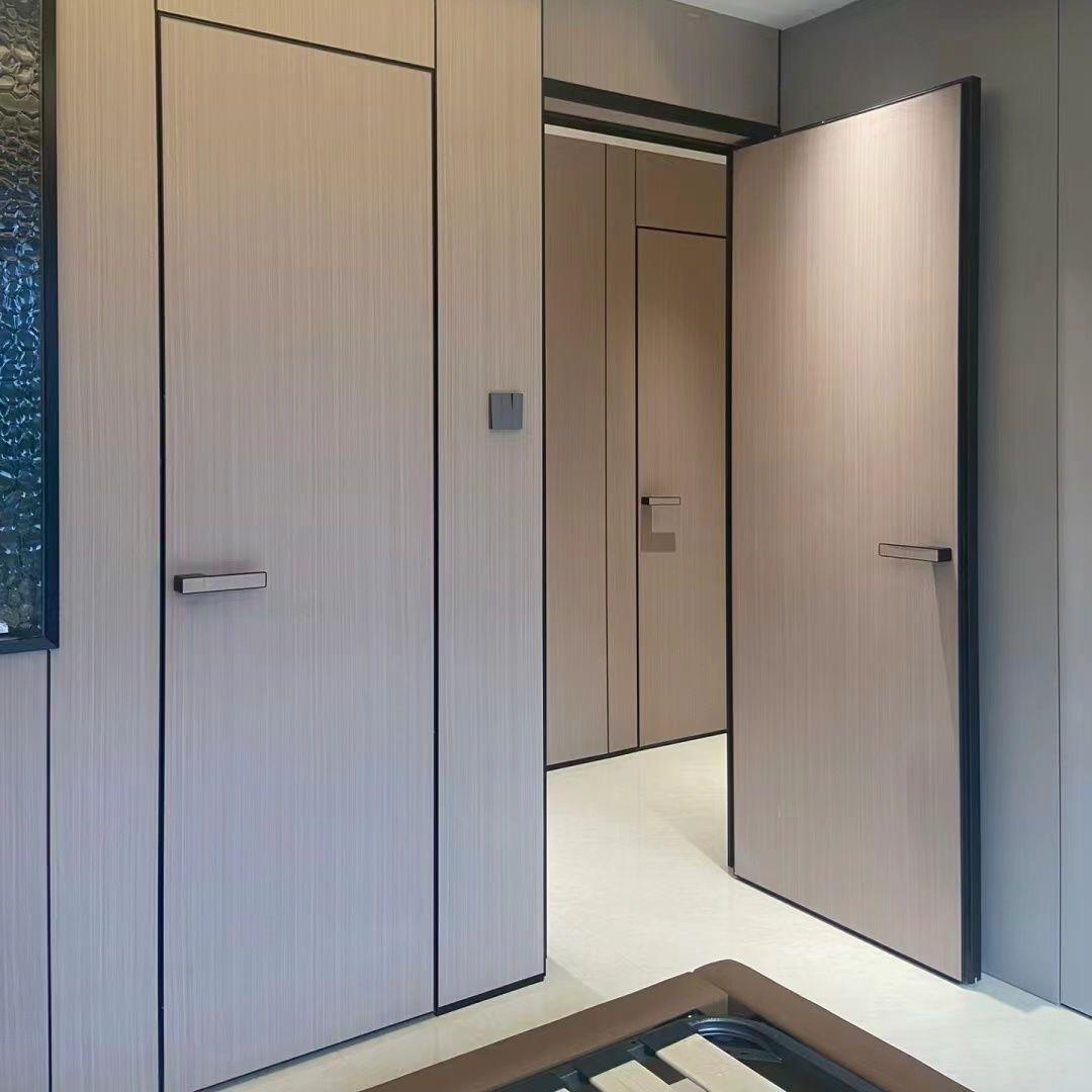 极简隐框铝木门涂料隐形门暗门无框刷漆客厅窄边隐藏背景门墙一体