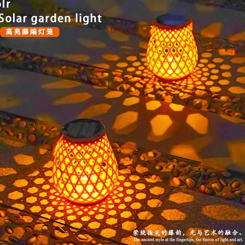 可充电款太阳能彷竹编手提户外防水摆摊灯庭院大门口民宿装饰灯笼