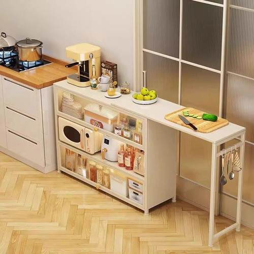 厨房落地式搁板扩展板多功能收纳蔬菜切菜台微波炉收纳家庭用餐侧