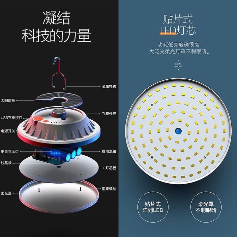 充电灯泡户外家用超亮移动停电应急照明led飞碟灯夜市地摊摆摊灯