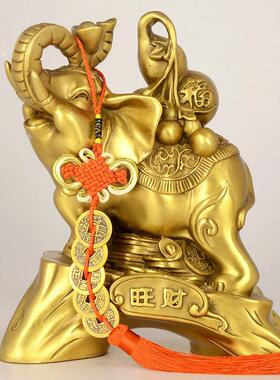 铜大象摆件葫芦母子象铜象一对家居客厅玄关展厅装饰摆设工艺礼品