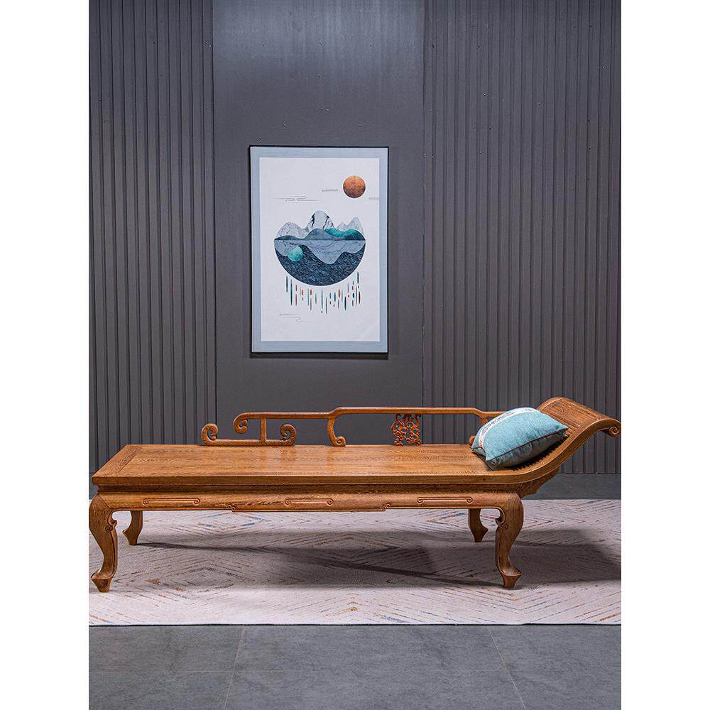 咸明园红木家具鸡翅木新中式风格贵妃床躺椅美容床全实木罗汉床沙