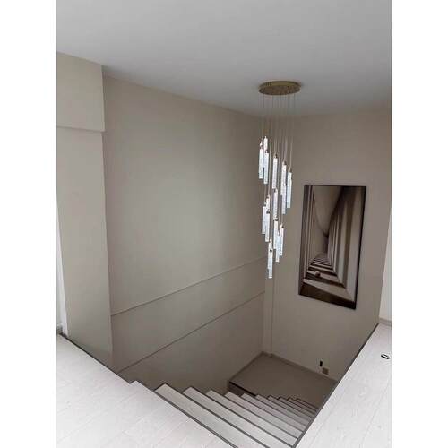 loft覆式楼大吊灯旋转楼梯灯轻奢水晶灯现代简约别墅公寓客厅灯具