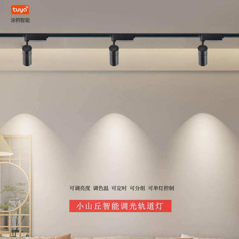 智能led轨道灯遥控无极调光调色小山丘洗墙明装二线山脉滑轨射灯