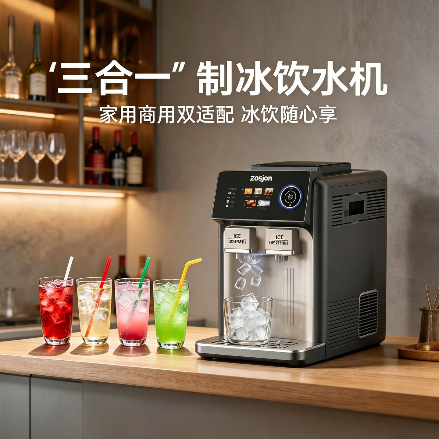 家用小型三合一制冰机全自动办公室咖啡店专用多功能制冰机子弹冰图片