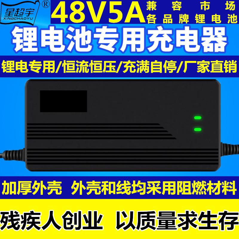 电动车电瓶车锂电池充电器48V5Aa快充54.6V58.8v58.4v三元铁锂电