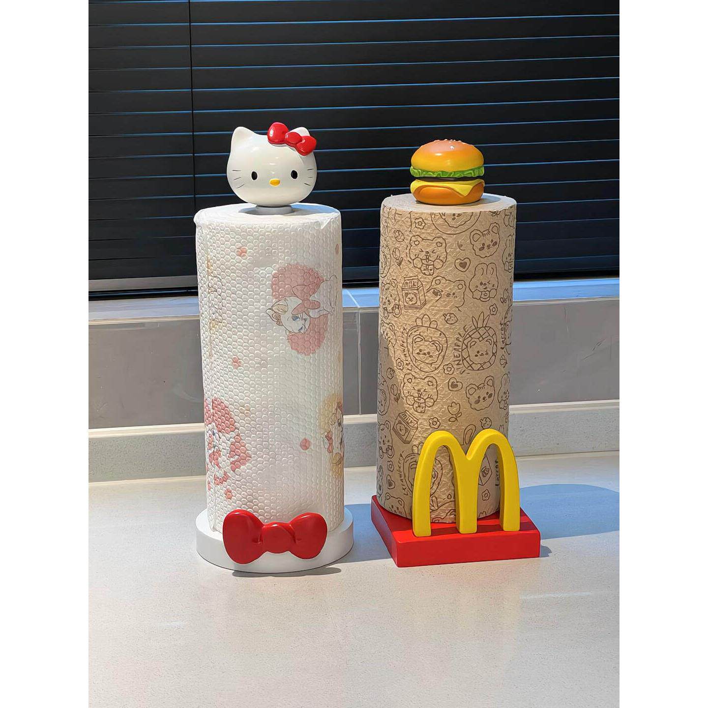 凯蒂猫厨房纸巾架卷纸架厨房纸架保鲜膜懒布架储存架