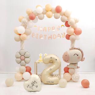 生日派对装饰卡通动物气球拱门背景墙场景布置支架底座立柱氛围感