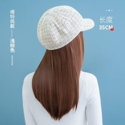 假发2023年时尚新款假发帽子女长发一体春夏款可拆卸中直发全头套