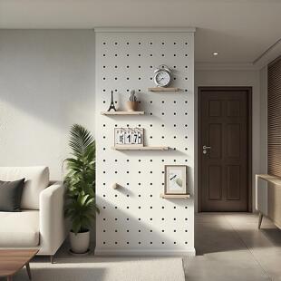 顶天立地洞洞板衣柜侧板客厅入户玄关衣帽间隔断遮挡实木屏风定制