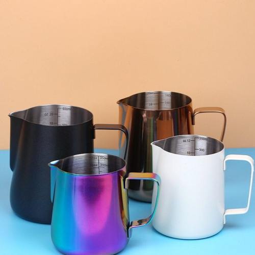 304不锈钢拉花杯尖嘴拉花缸咖啡拉花壶 内刻度奶泡杯专业咖啡器具