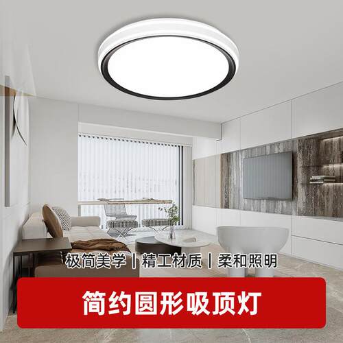 全光谱简约圆型吸顶灯 客厅主灯 LED卧室灯 极简家用书房饭厅灯具