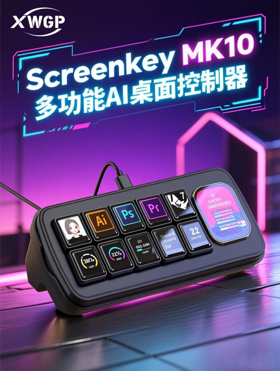电脑MK10机械键盘AI小智屏幕副按键自定义语音0.85寸2.01Deepseek图片